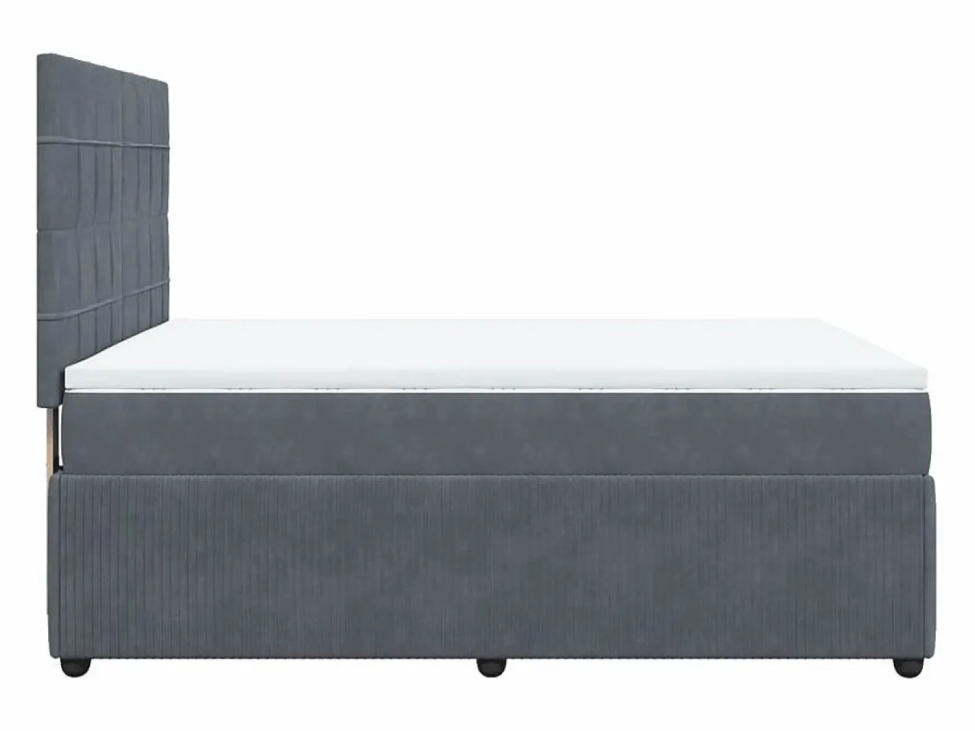 Clicnbuy Cama box spring con colchón terciopelo oscuro 140x190 cm Gris Discount