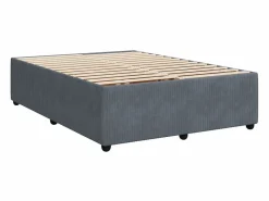 Clicnbuy Cama box spring con colchón terciopelo oscuro 140x190 cm Gris Discount