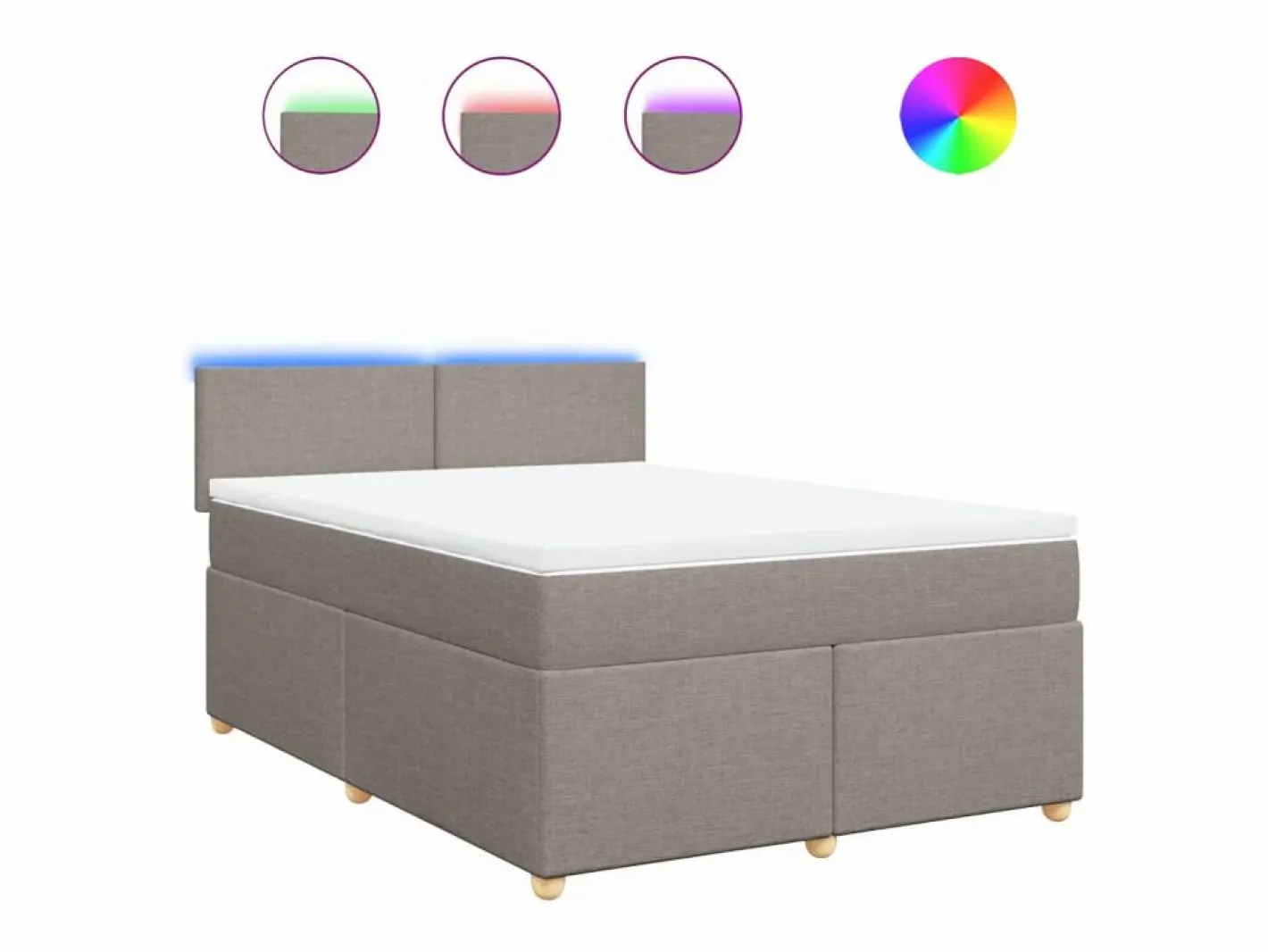 Clicnbuy Somier - 160X200Cm|Cama box spring con colchón tela gris taupe 160x200 cm