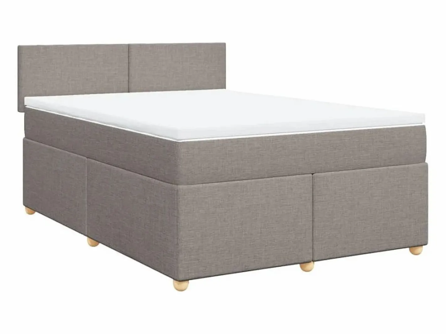 Clicnbuy Somier - 160X200Cm|Cama box spring con colchón tela gris taupe 160x200 cm