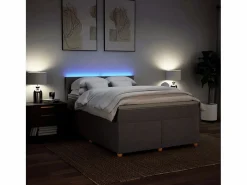 Clicnbuy Somier - 160X200Cm|Cama box spring con colchón tela gris taupe 160x200 cm