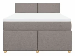 Clicnbuy Somier - 160X200Cm|Cama box spring con colchón tela gris taupe 160x200 cm
