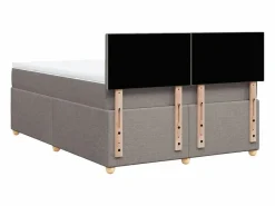 Clicnbuy Somier - 160X200Cm|Cama box spring con colchón tela gris taupe 160x200 cm