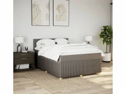 Clicnbuy Cama box spring con colchón tela gris taupe 140x200 cm Topo Best