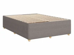 Clicnbuy Cama box spring con colchón tela gris taupe 140x200 cm Topo Best