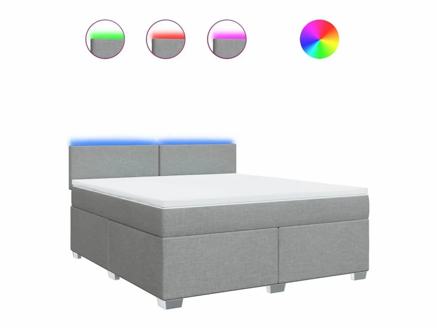 Clicnbuy Cama box spring con colchón tela claro 180x200 cm Gris New
