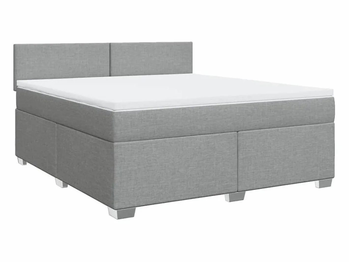 Clicnbuy Cama box spring con colchón tela claro 180x200 cm Gris New