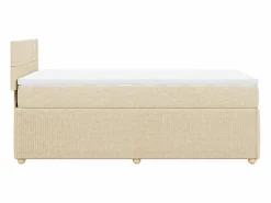 Clicnbuy Cama box spring con colchón tela color 80x200 cm Crema Best
