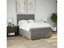 Cama box spring con colchón tela gris taupe 160x200 cm^Clicnbuy Discount