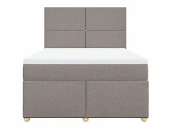 Cama box spring con colchón tela gris taupe 160x200 cm^Clicnbuy Discount