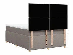 Cama box spring con colchón tela gris taupe 160x200 cm^Clicnbuy Discount
