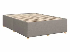 Cama box spring con colchón tela gris taupe 160x200 cm^Clicnbuy Discount