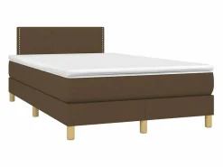 Cama box spring con colchón y LED tela marrón oscuro 120x200 cm^Clicnbuy Best