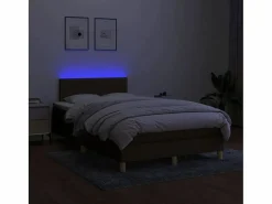 Cama box spring con colchón y LED tela marrón oscuro 120x200 cm^Clicnbuy Best