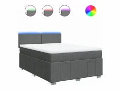 Cama box spring con colchón tela oscuro 160x200 cm^Clicnbuy Best