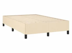 Clicnbuy Somier Tapizado|Cama box spring con colchón y luces LED tela crema 120x190 cm