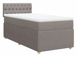 Cama box spring con colchón tela gris taupe 90x190 cm^Clicnbuy Best