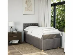 Cama box spring con colchón tela gris taupe 90x190 cm^Clicnbuy Best