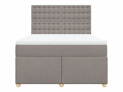 Clicnbuy Somier - 140X190Cm|Cama box spring con colchón tela gris taupe 140x190 cm
