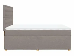 Clicnbuy Somier - 140X190Cm|Cama box spring con colchón tela gris taupe 140x190 cm
