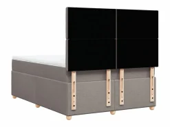 Clicnbuy Somier - 140X190Cm|Cama box spring con colchón tela gris taupe 140x190 cm