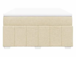 Clicnbuy Cama box spring con colchón tela color 160x200 cm Crema Clearance