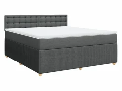 Clicnbuy Somier - 180X200Cm|Cama box spring con colchón tela oscuro 180x200 cm