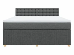 Clicnbuy Somier - 180X200Cm|Cama box spring con colchón tela oscuro 180x200 cm