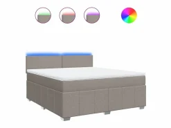 Clicnbuy Somier - 180X200Cm|Cama box spring con colchón tela gris taupe 180x200 cm
