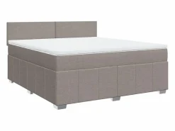 Clicnbuy Somier - 180X200Cm|Cama box spring con colchón tela gris taupe 180x200 cm