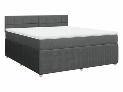 Clicnbuy Cama box spring con colchón tela oscuro 180x200 cm Gris Online