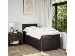 Clicnbuy Cama box spring con colchón tela marrón oscuro 90x190 cm Marru00f3n Outlet