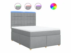 Clicnbuy Cama box spring con colchón tela claro 160x200 cm Gris Best