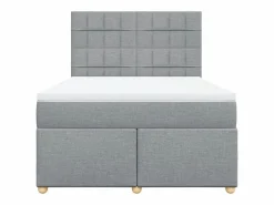 Clicnbuy Cama box spring con colchón tela claro 160x200 cm Gris Best