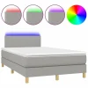 Clicnbuy Cama box spring con colchón y LED tela gris claro 120x190 cm New