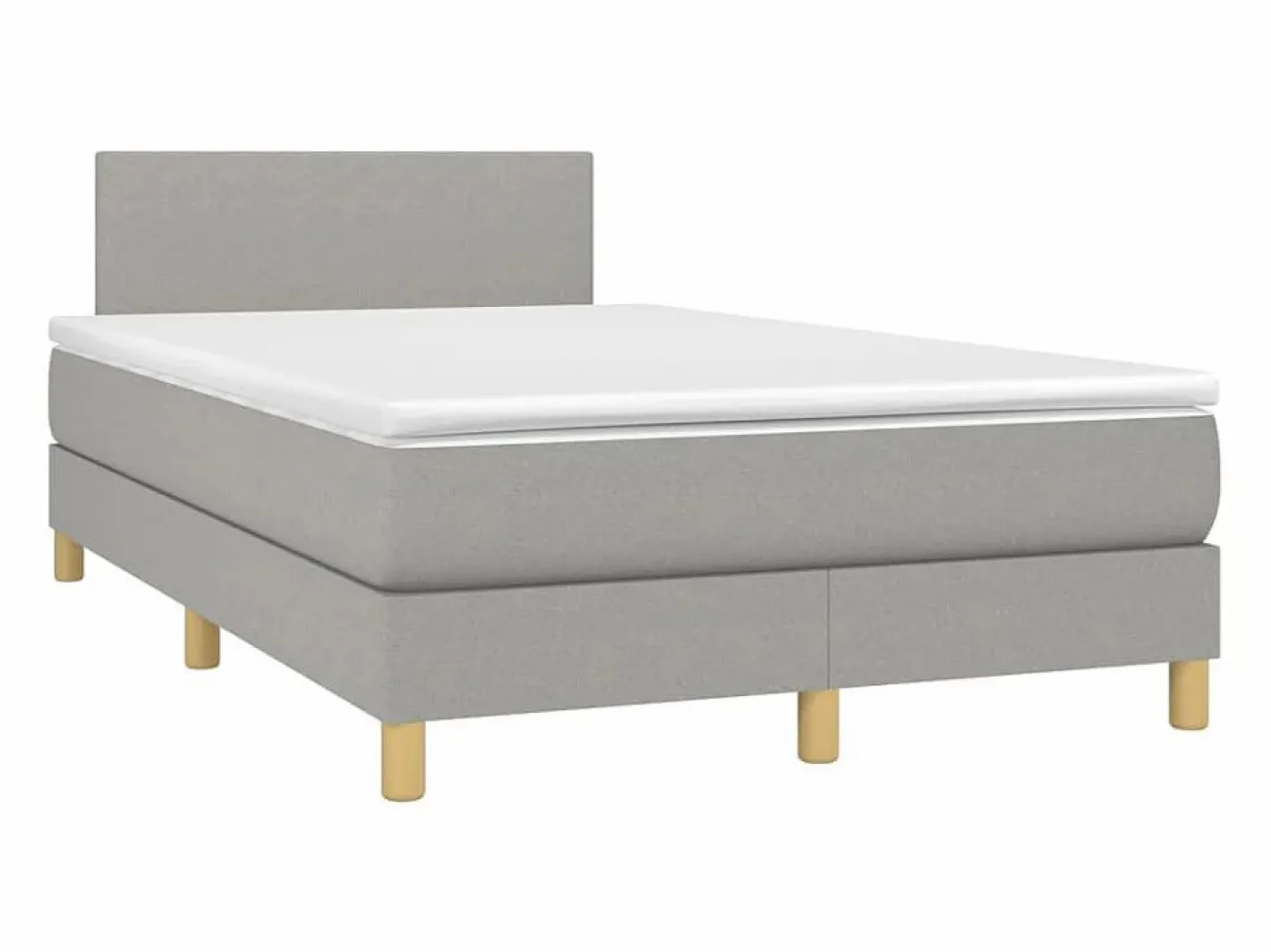 Clicnbuy Cama box spring con colchón y LED tela gris claro 120x190 cm New