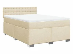 Clicnbuy Cama box spring con colchón tela color 160x200 cm Crema Sale