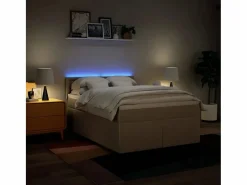 Clicnbuy Cama box spring con colchón tela color 160x200 cm Crema Sale