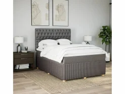 Clicnbuy Base De Cama De Láminas|Cama box spring con colchón tela gris taupe 140x200 cm