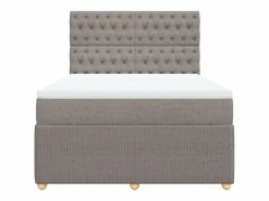 Clicnbuy Base De Cama De Láminas|Cama box spring con colchón tela gris taupe 140x200 cm