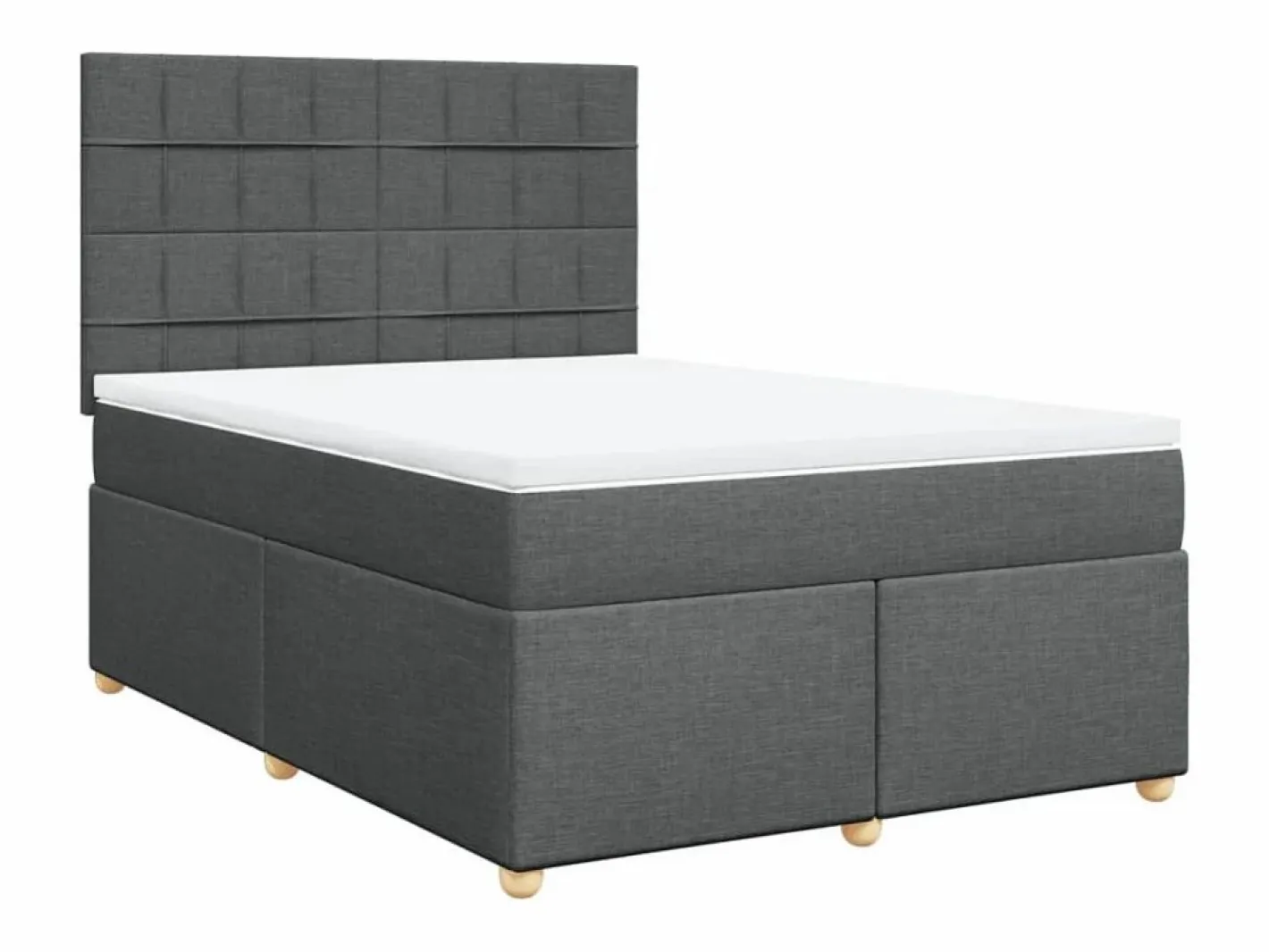 Clicnbuy Cama box spring con colchón tela oscuro 160x200 cm Gris Best