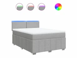 Clicnbuy Cama box spring con colchón tela claro 160x200 cm Gris Clearance
