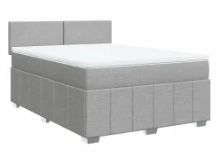 Clicnbuy Cama box spring con colchón tela claro 160x200 cm Gris Clearance