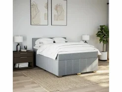 Clicnbuy Cama box spring con colchón tela claro 160x200 cm Gris Clearance