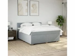Clicnbuy Somier - 180X200Cm|Cama box spring con colchón tela claro 180x200 cm