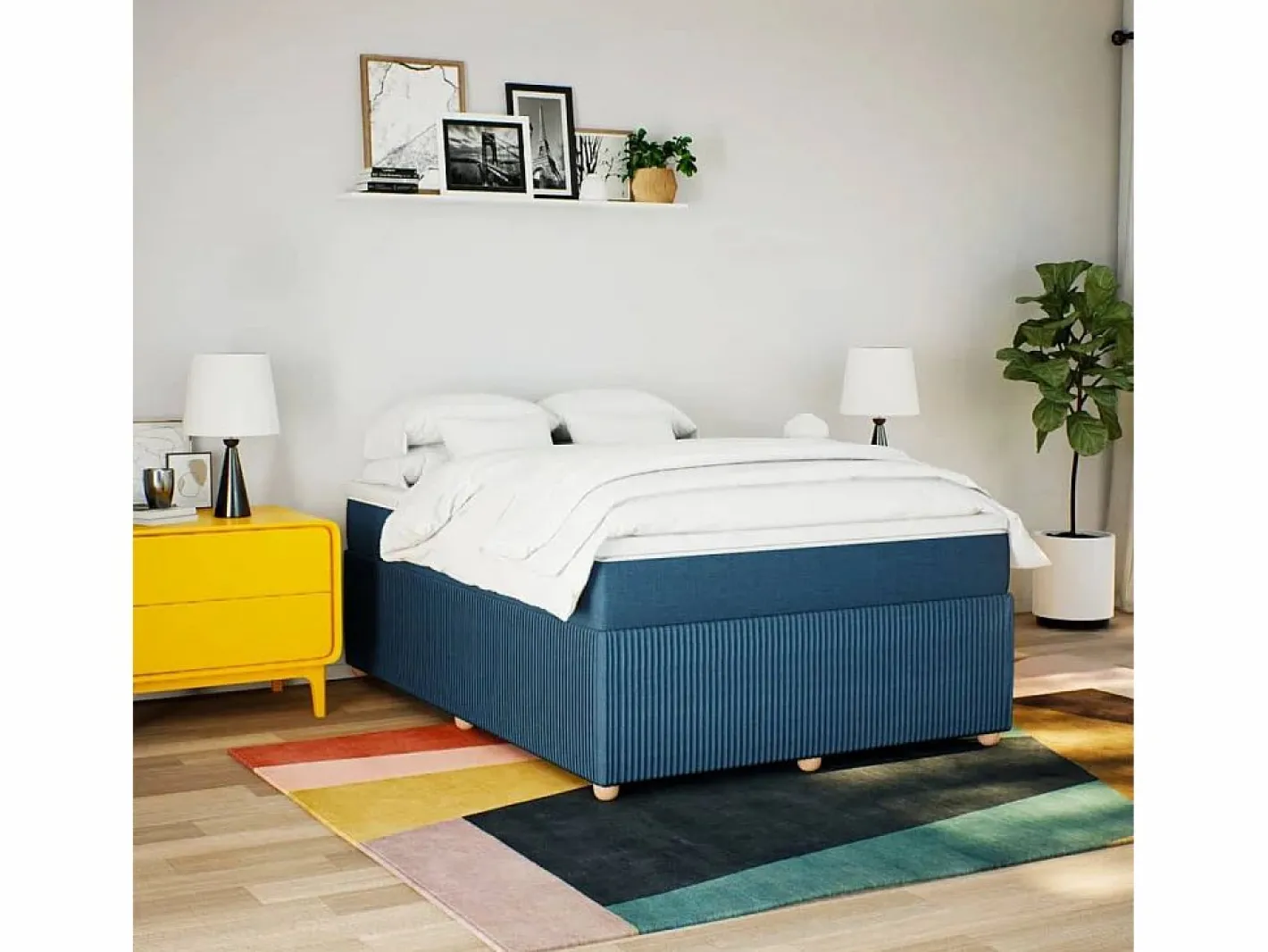 Cama box spring con colchón tela 160x200 cm^Clicnbuy Hot