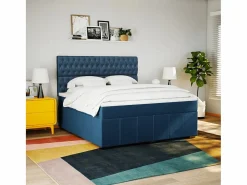 Clicnbuy Cama box spring con colchón tela 180x200 cm Azul Hot