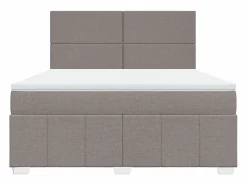 Clicnbuy Somier - 180X200Cm|Cama box spring con colchón tela gris taupe 180x200 cm