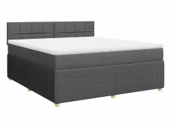 Cama box spring con colchón tela oscuro 180x200 cm^Clicnbuy New