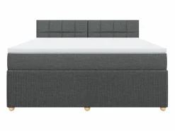 Cama box spring con colchón tela oscuro 180x200 cm^Clicnbuy New